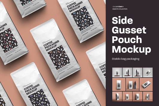 12 Side Gusset Coffee Bag Mockups