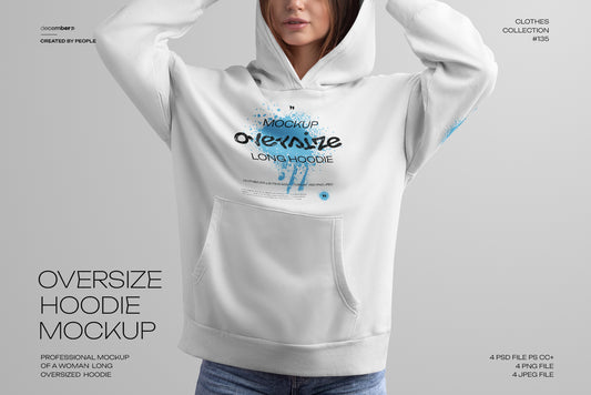 4 Mockups Woman Oversize Long Hoodie. vol.03