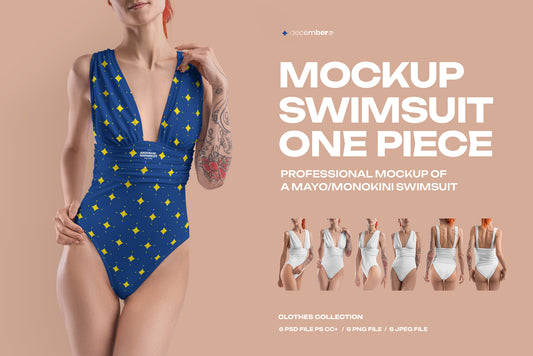 6 Mockups of a One Piece  Women's Swimsuit