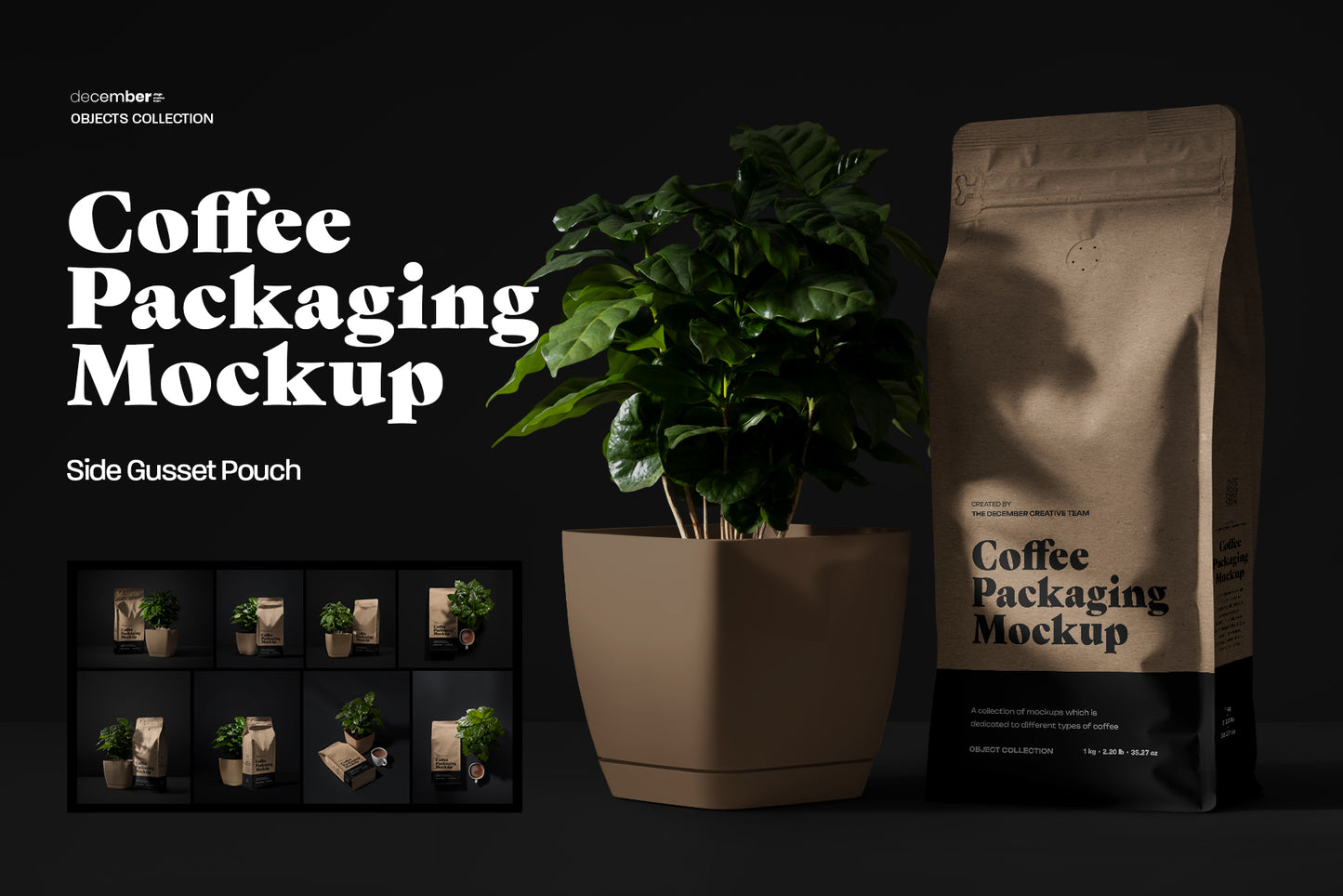9 Coffee Packaging Mockups with Arabica Tree