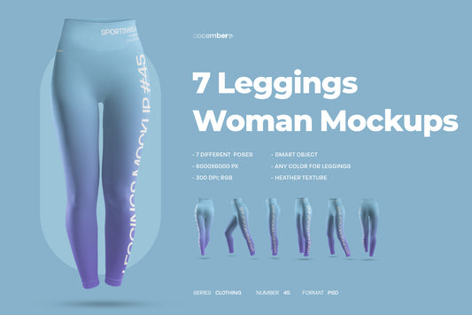 7 Mockups Sports Leggings With Wide Elastic Waist