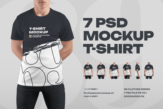 7 Mockups Man T-Shirt