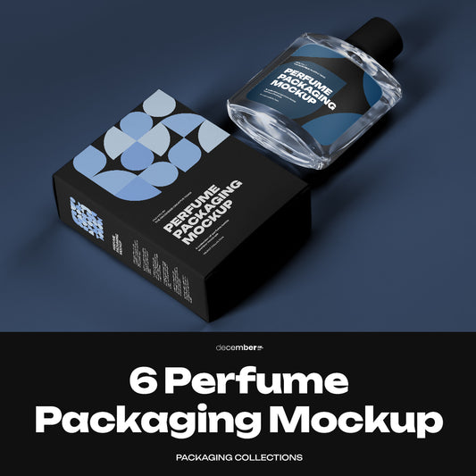 6 Perfume Packaging Mockups. Box and Bottle