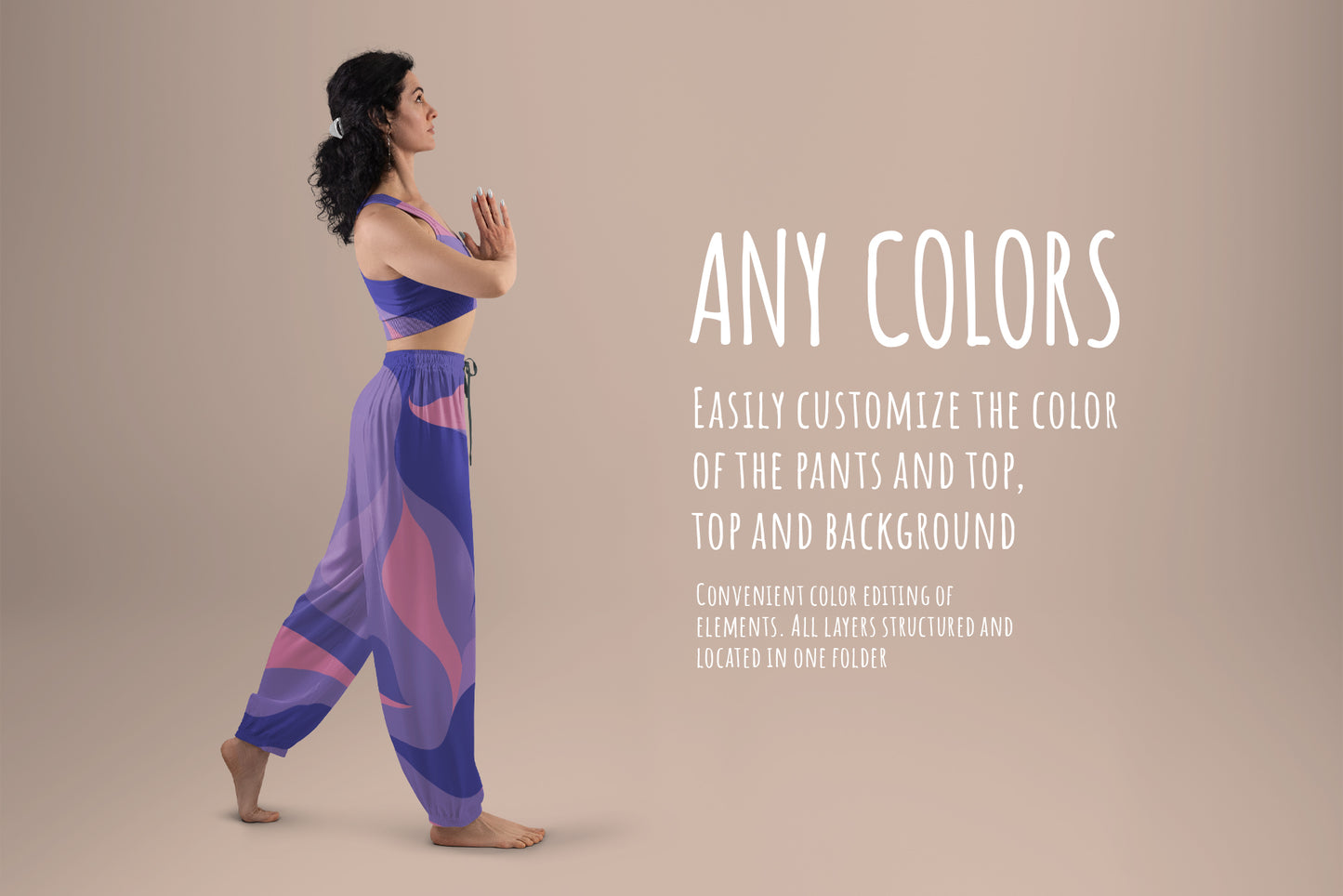 6 Wide Leg Pants Mockups and Top for Yoga and Pilates. vol.03