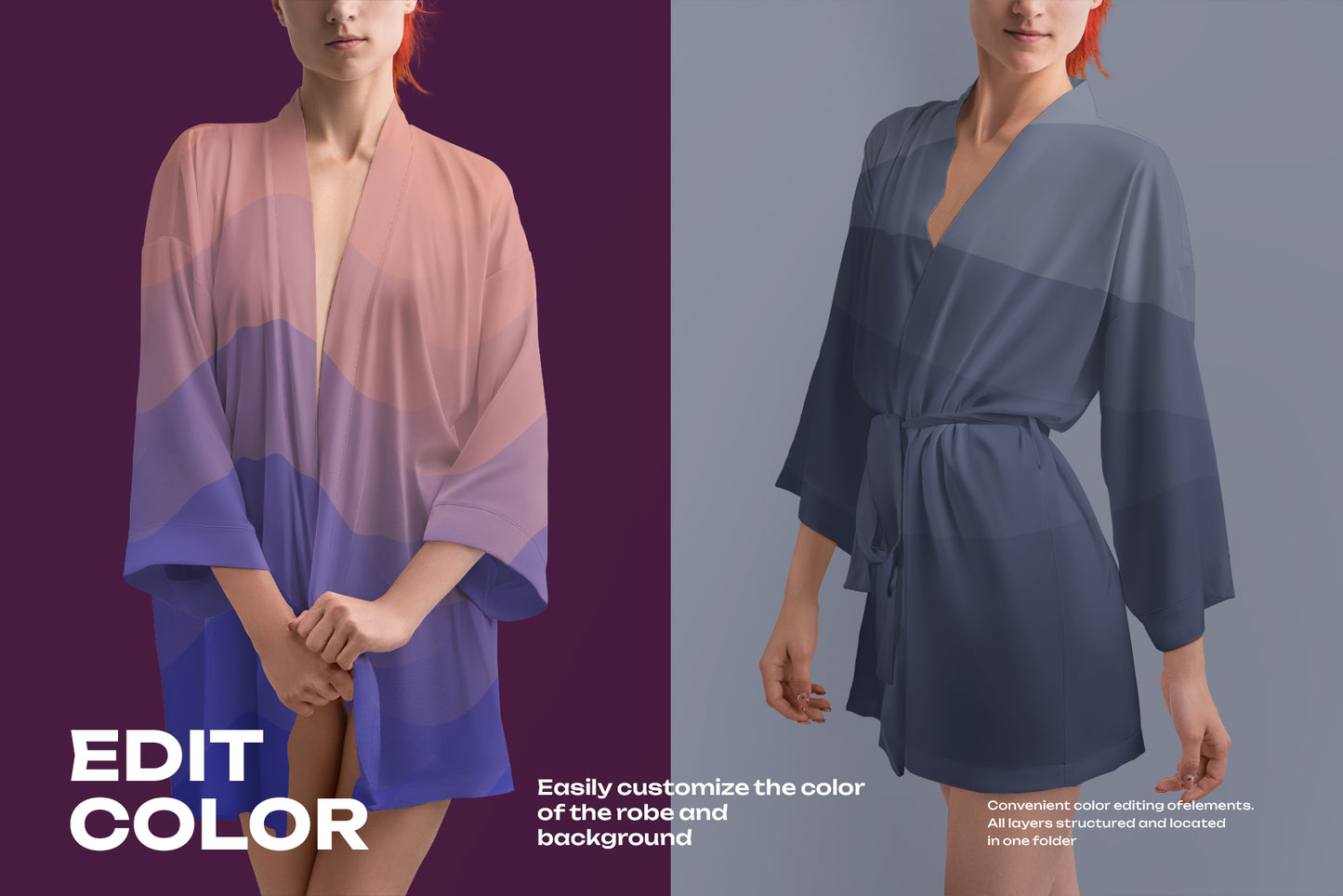 4 Mockups of a Silk Robe