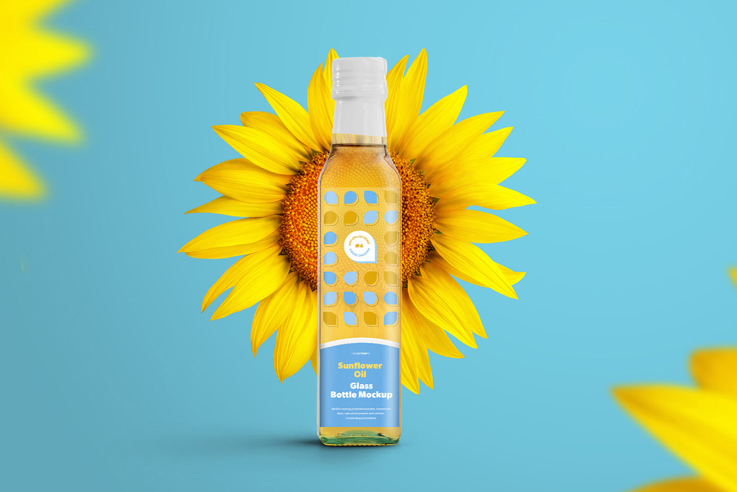 3 Mockups Glass Bottles Sunflower Oil
