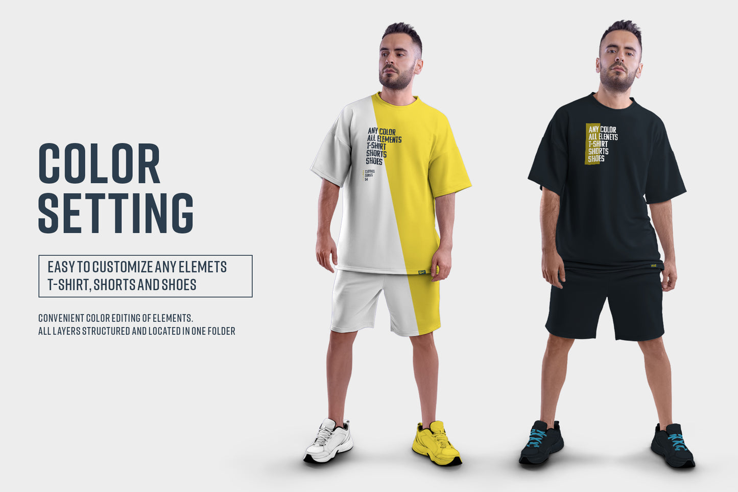 Mockups Oversize T-shirt and Shorts Kit