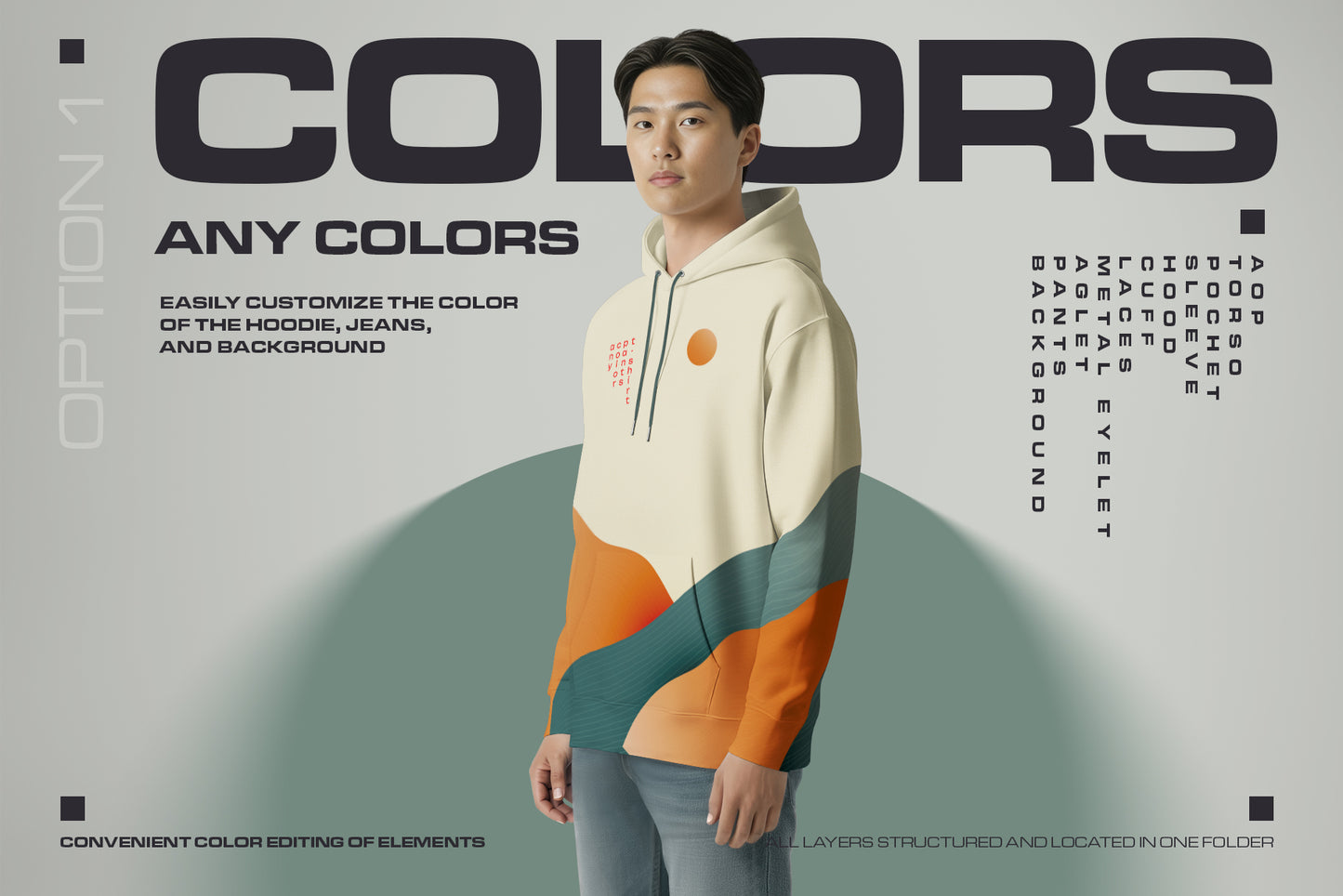 3 Oversized Hoodie Mockups on Asian Man. Vol.01. Generated AI
