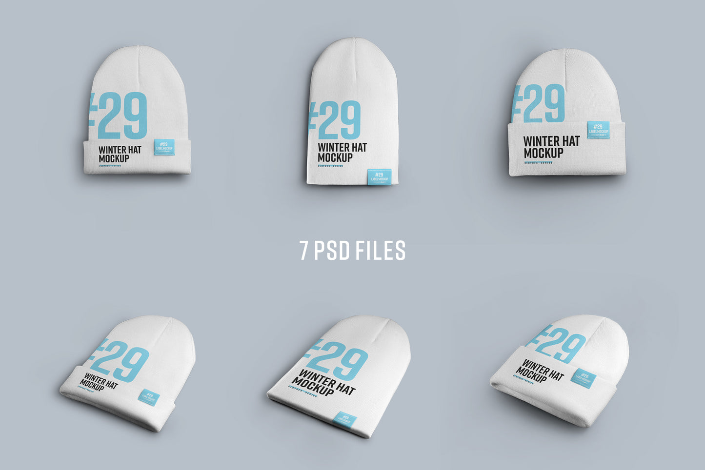 6 Mockups Winter Hat With Different Lapel