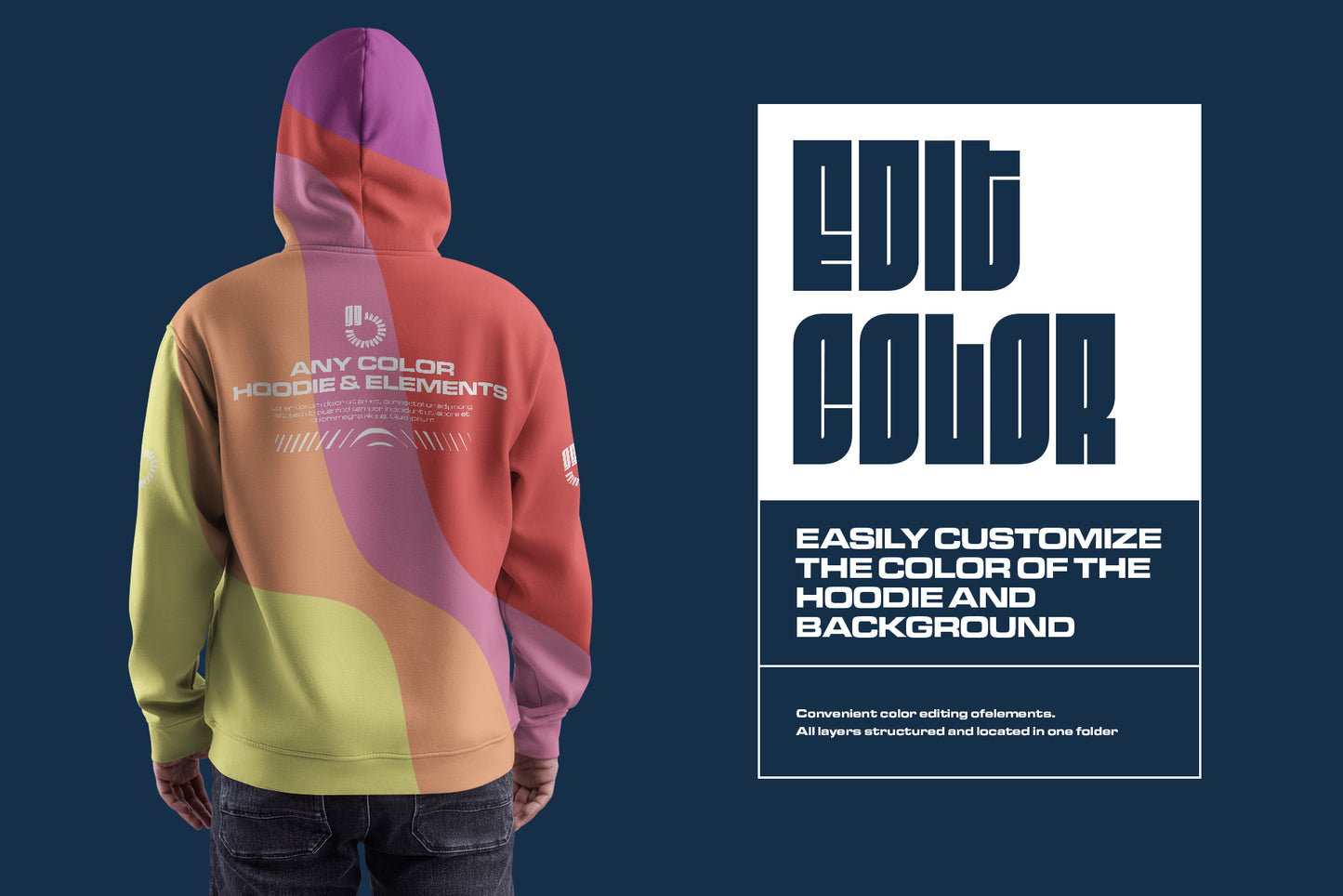4 Mockups Oversize Hoodie vol.2. Front, Back and Side View