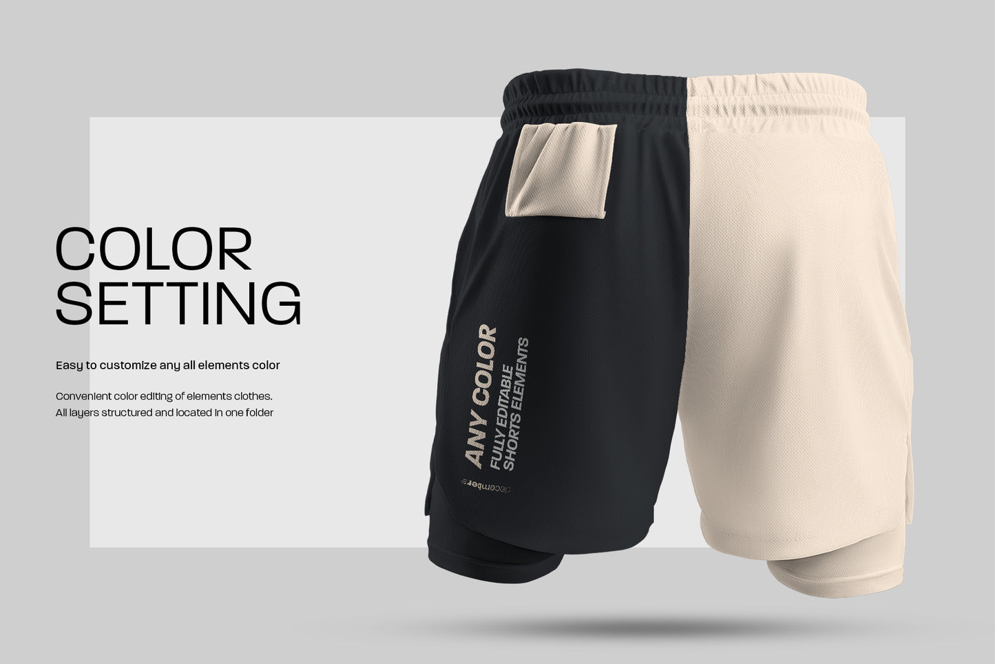 7 Men's 3D Mockups Shorts with Compression Liner
