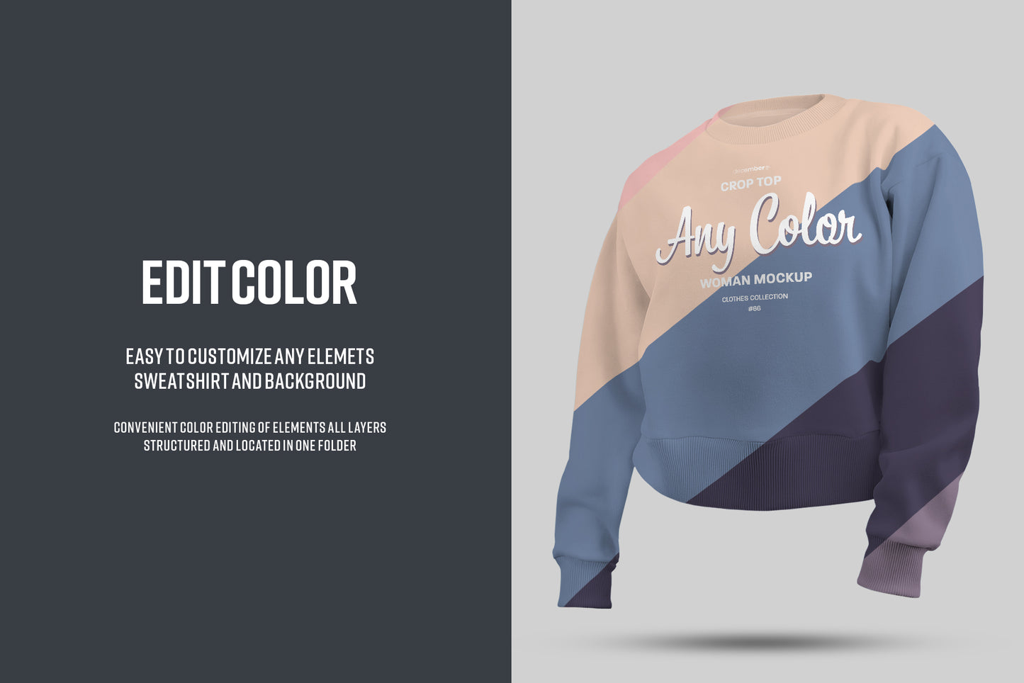 8 Mockups Crop Top Woman Sweatshirt in 3D Style