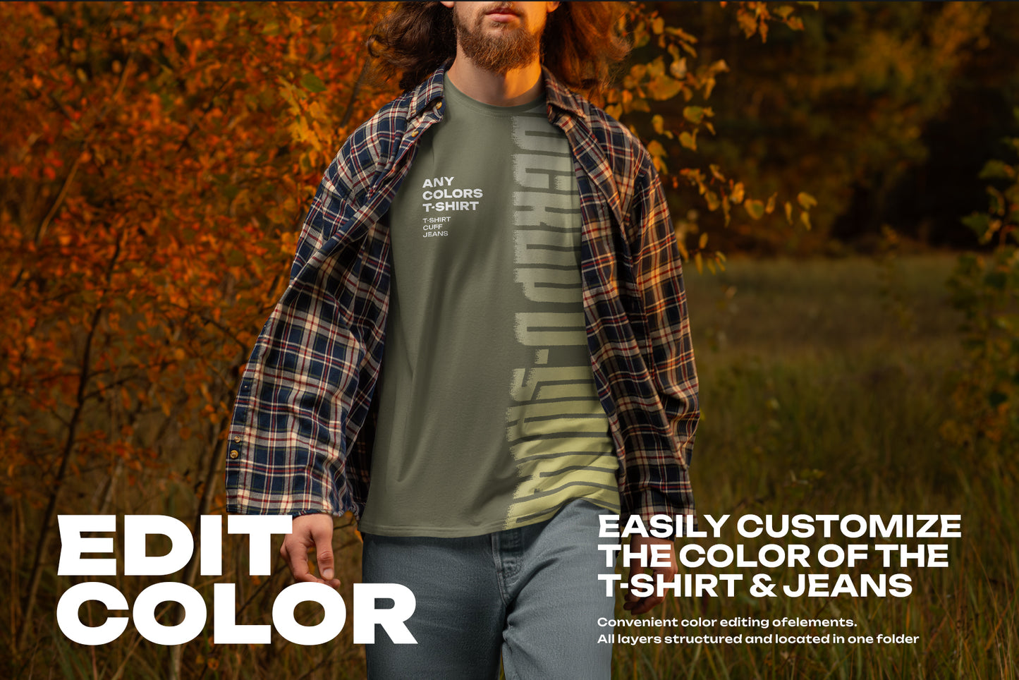 5 Mockups of Men's T-Shirt at the Sunset Outdoor