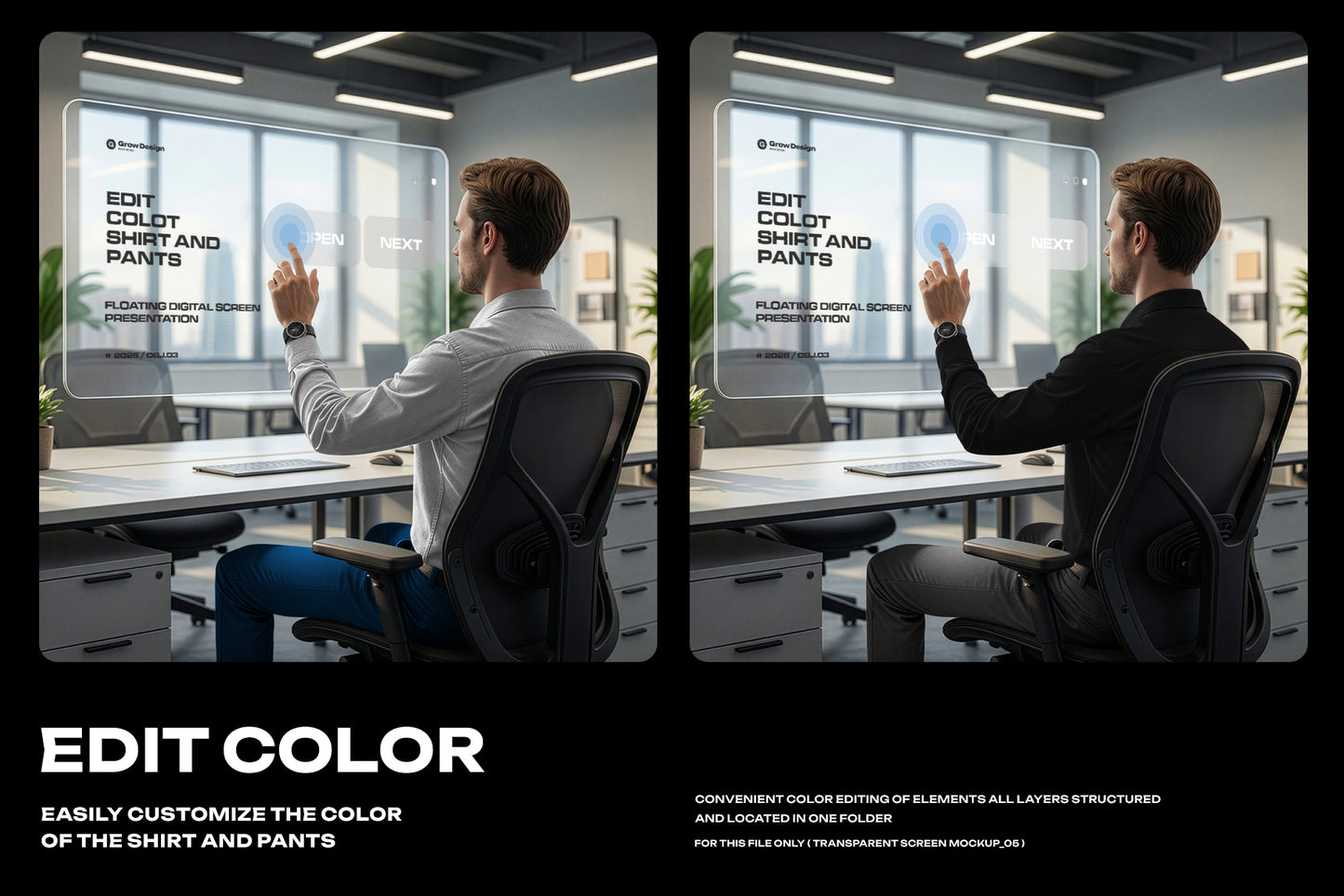 Futuristic Transparent Screen 5 Mockup. Generated AI