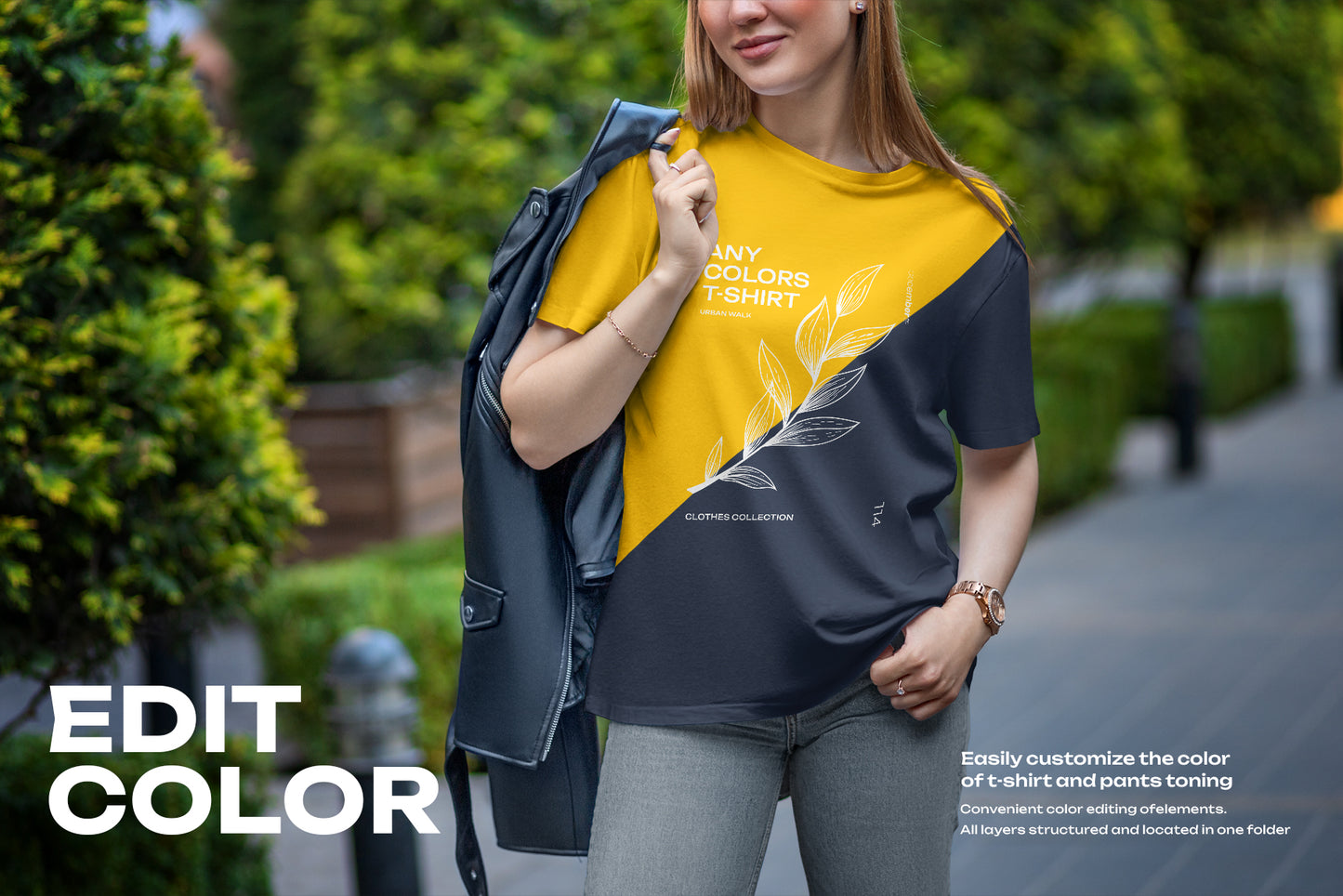 6 Mockups T-Shirt on a Girl on the Walk