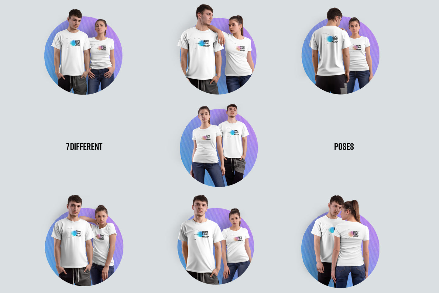 7 Mockups Couple T-Shirt