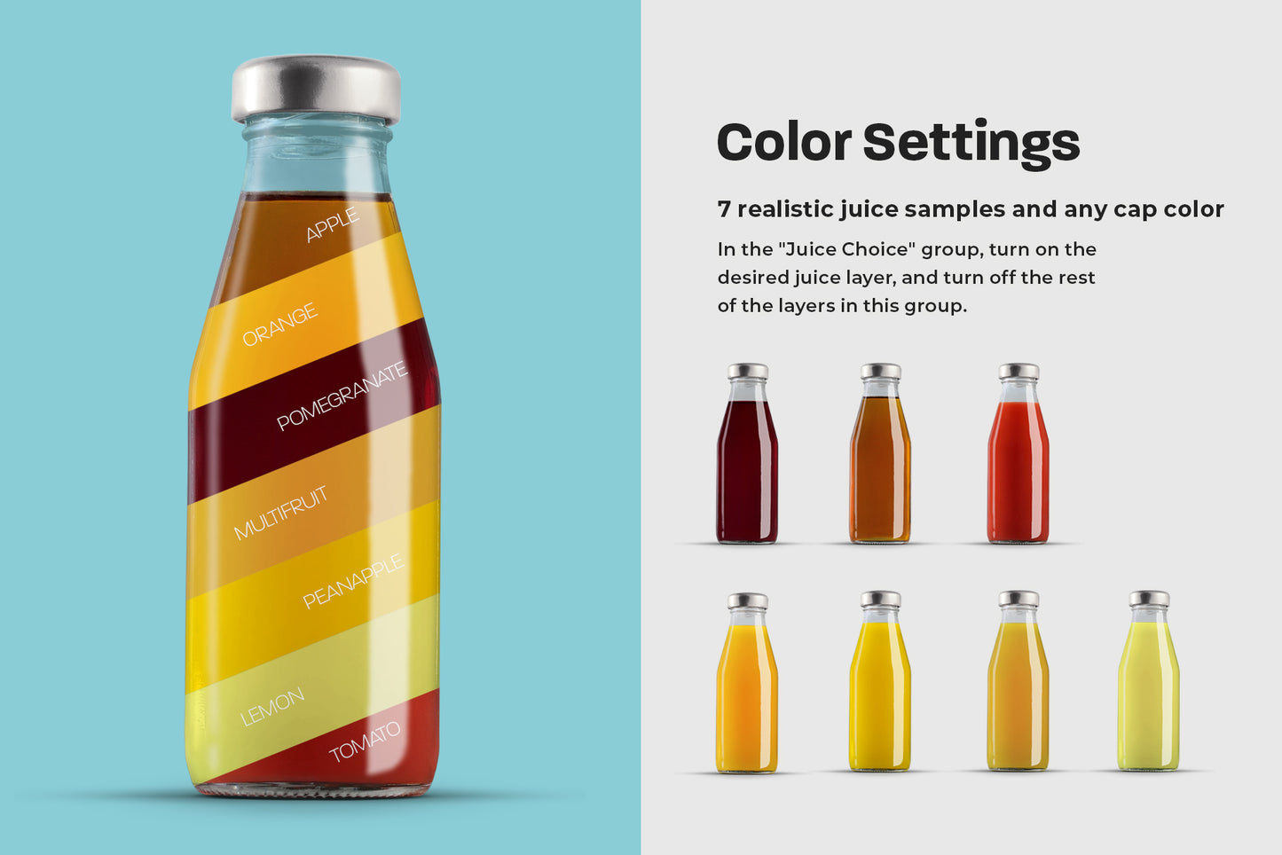 3 Mockup Glass Juice Bottle
