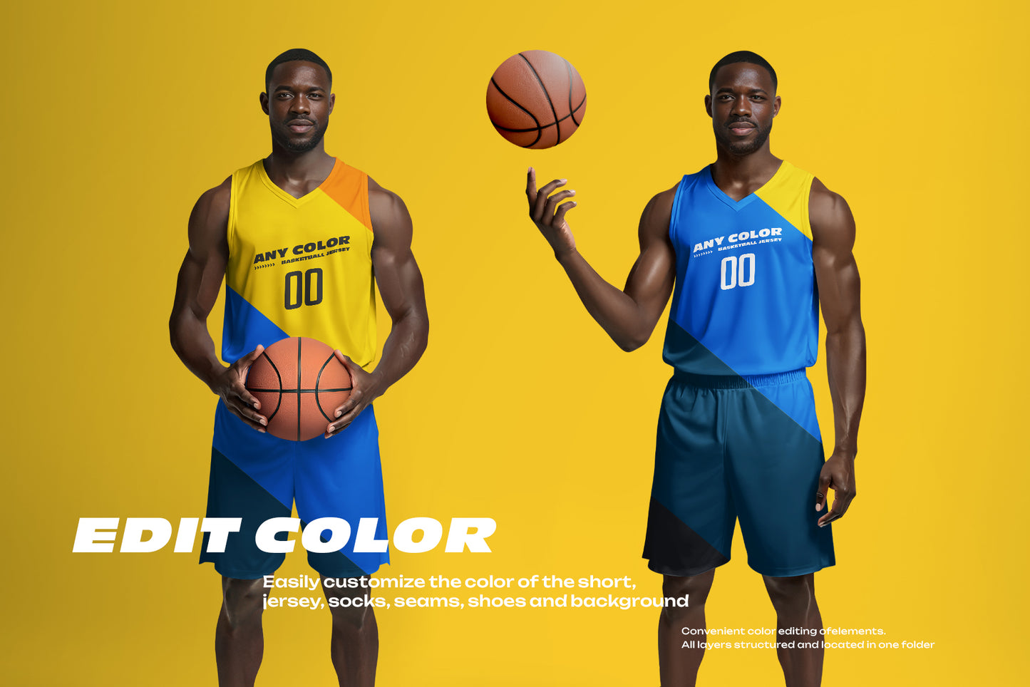 6 Basketball Jersey Mockups on a Dark-Skinned Model. Generated AI