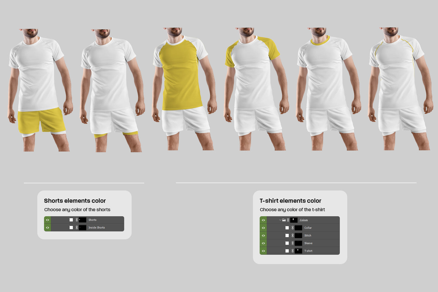 7 Men's Mockups T-Shirt and Shorts