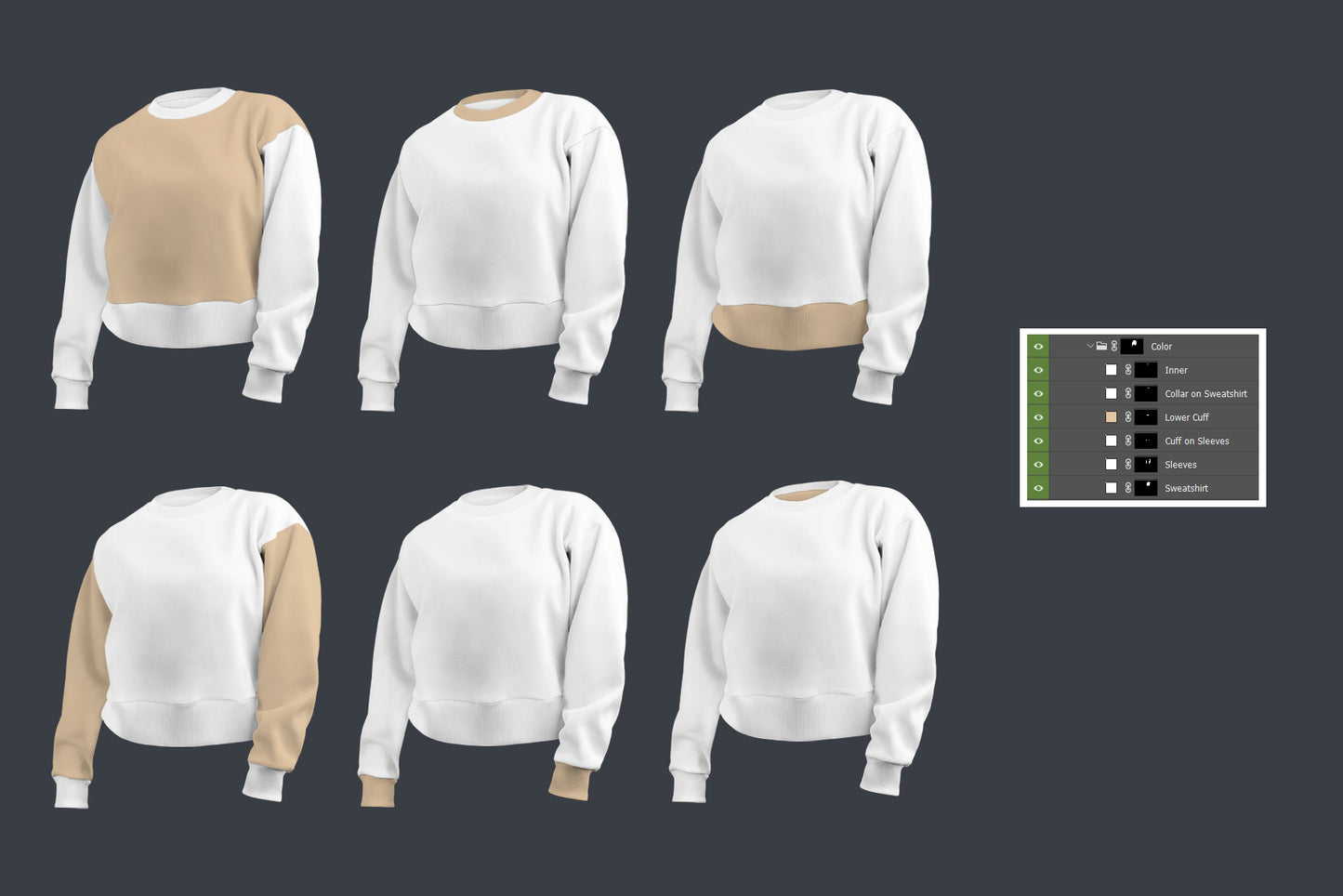 8 Mockups Crop Top Woman Sweatshirt in 3D Style