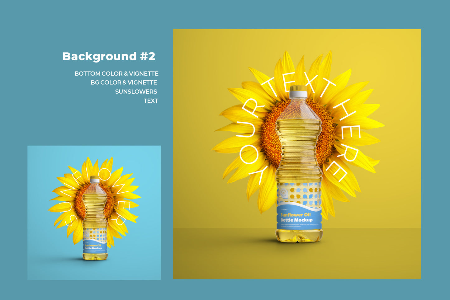 5 Mockups Plastic Sunflower Oil Bottles