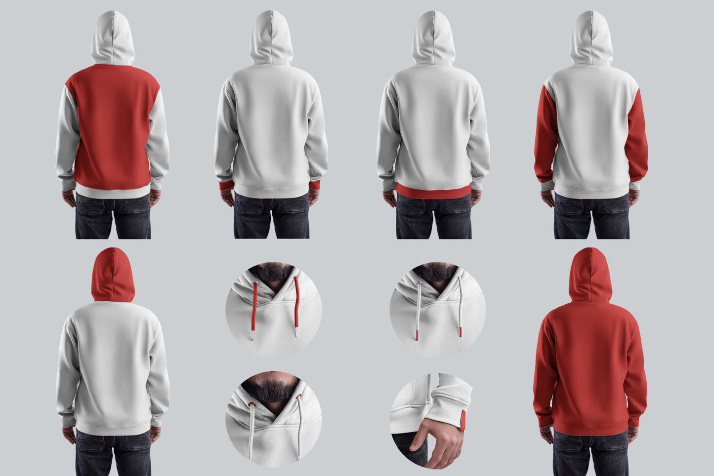 4 Mockups Oversize Hoodie vol.2. Front, Back and Side View