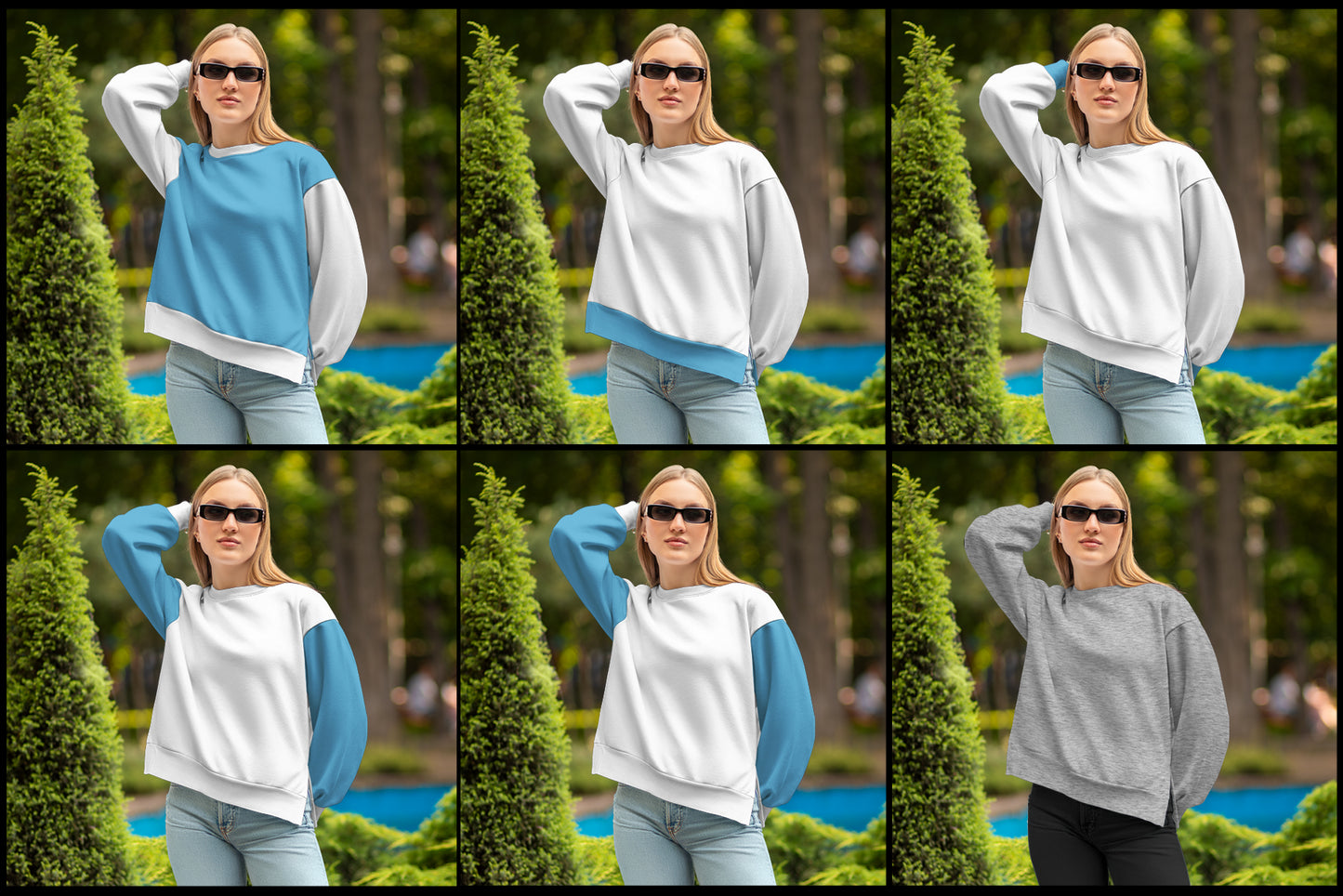 5 Mockups of Sweatshirts on the Girl on the Outdoor