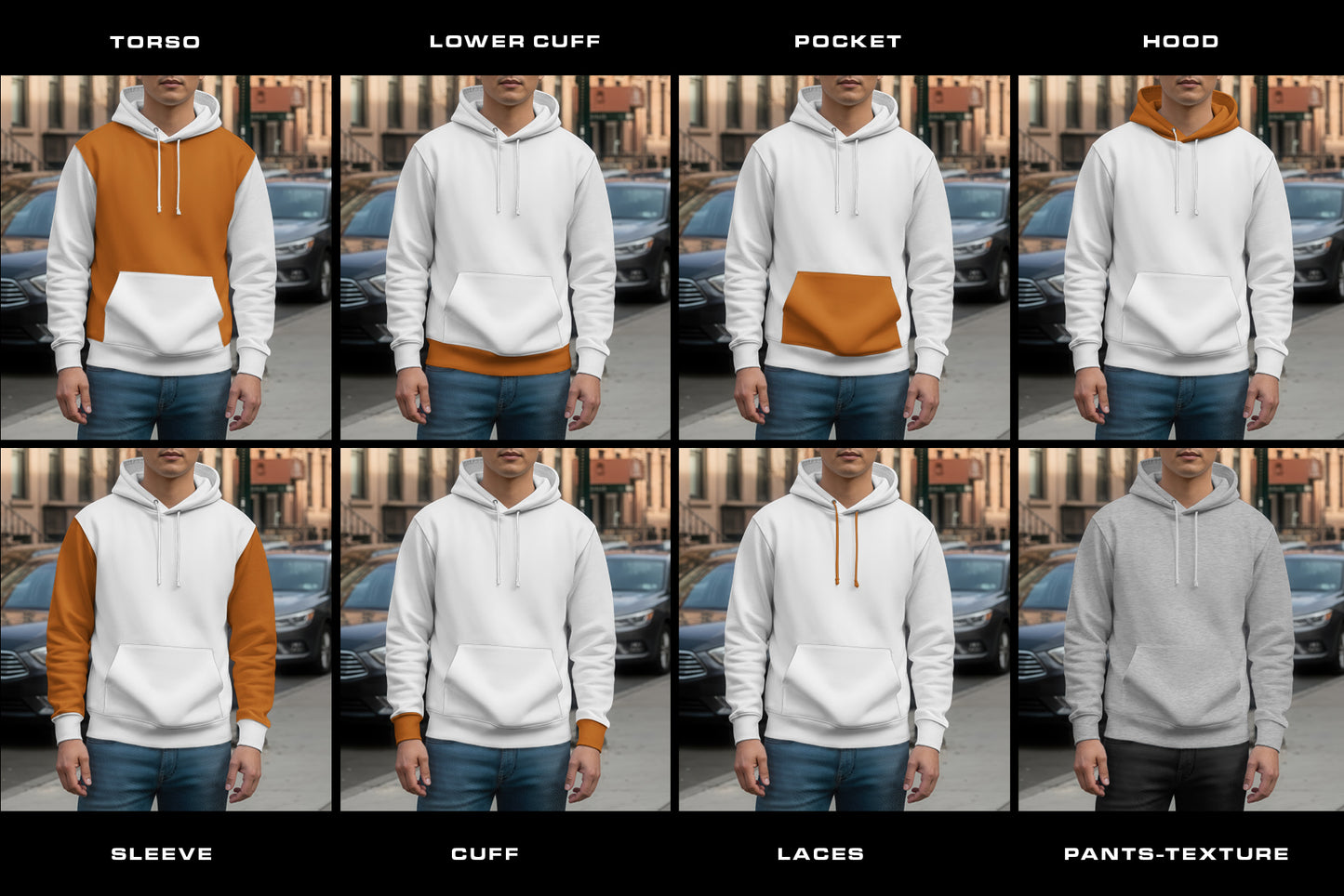6 Urban Streetwear Hoodie Mockup on Asian Man. Generated AI