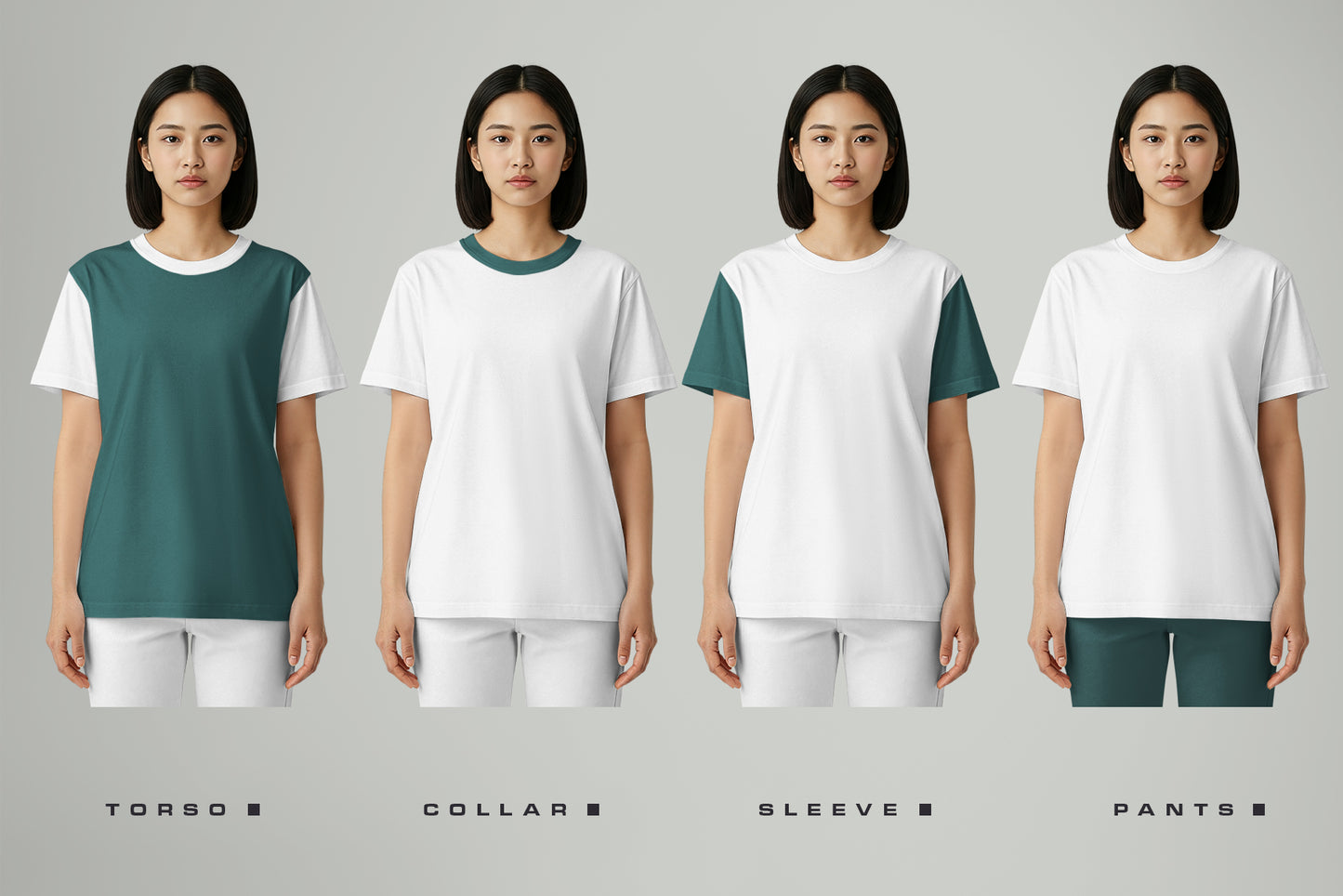Mockup Woman T-Shirt Set – Asian Model Studio Edition. Generated Ai
