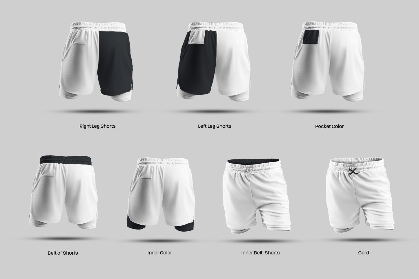 7 Men's 3D Mockups Shorts with Compression Liner