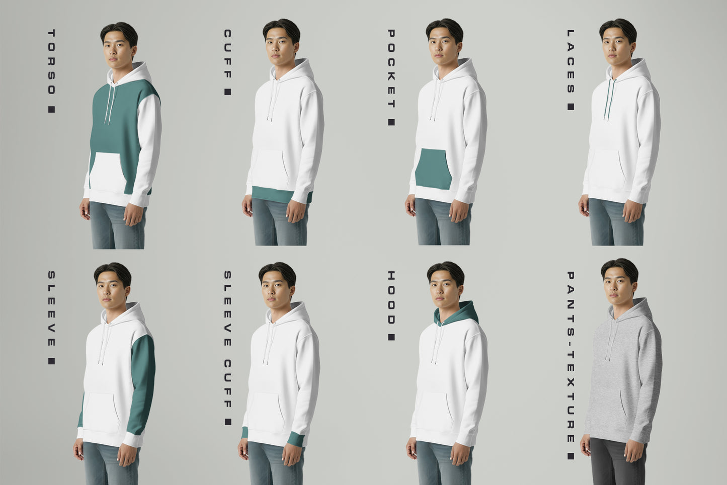 3 Oversized Hoodie Mockups on Asian Man. Vol.01. Generated AI