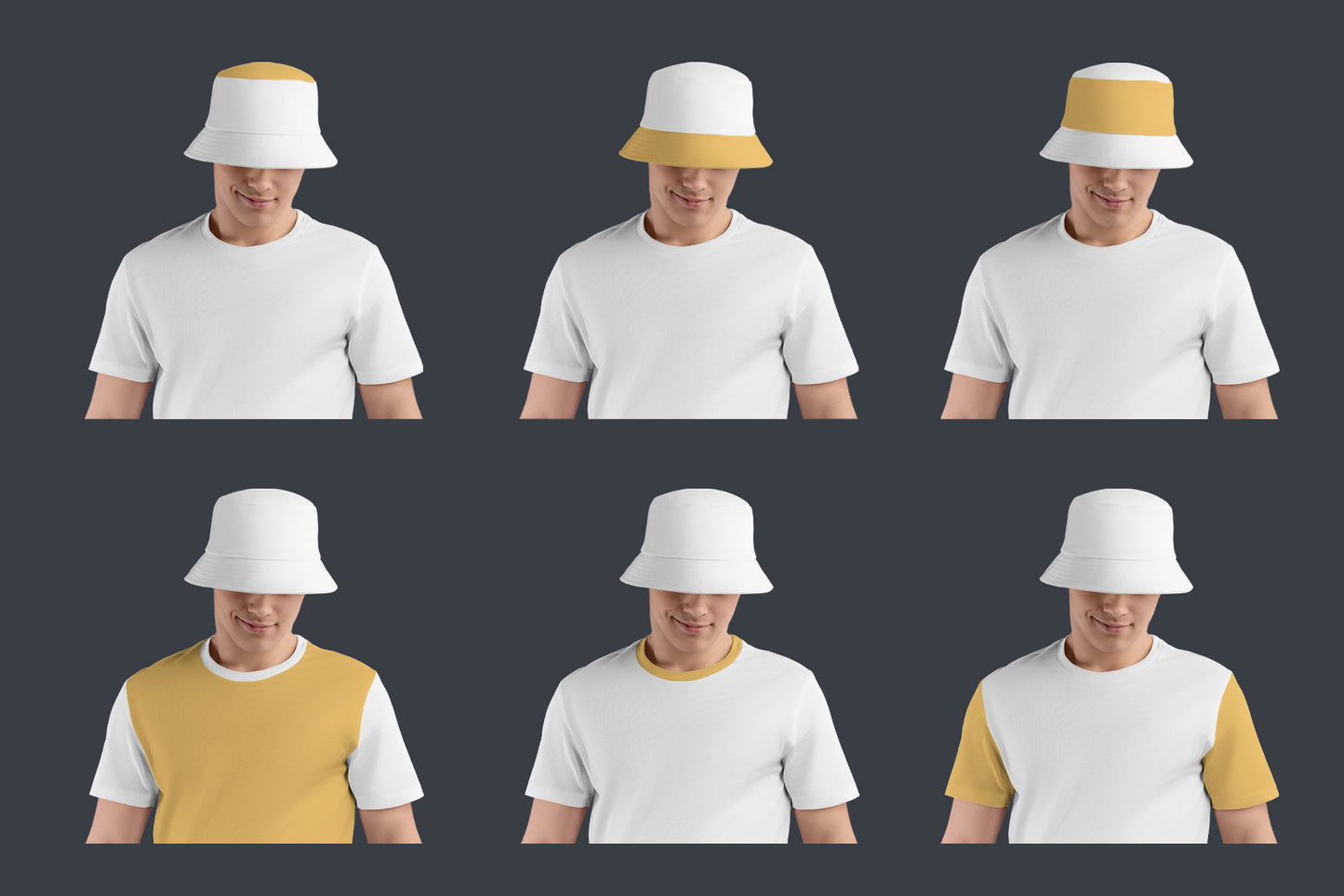 6 Mockups Bucket Hat and T-Shirt