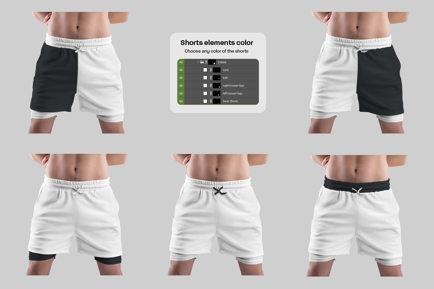 7 Men's Mockups Shorts with Compression Liner