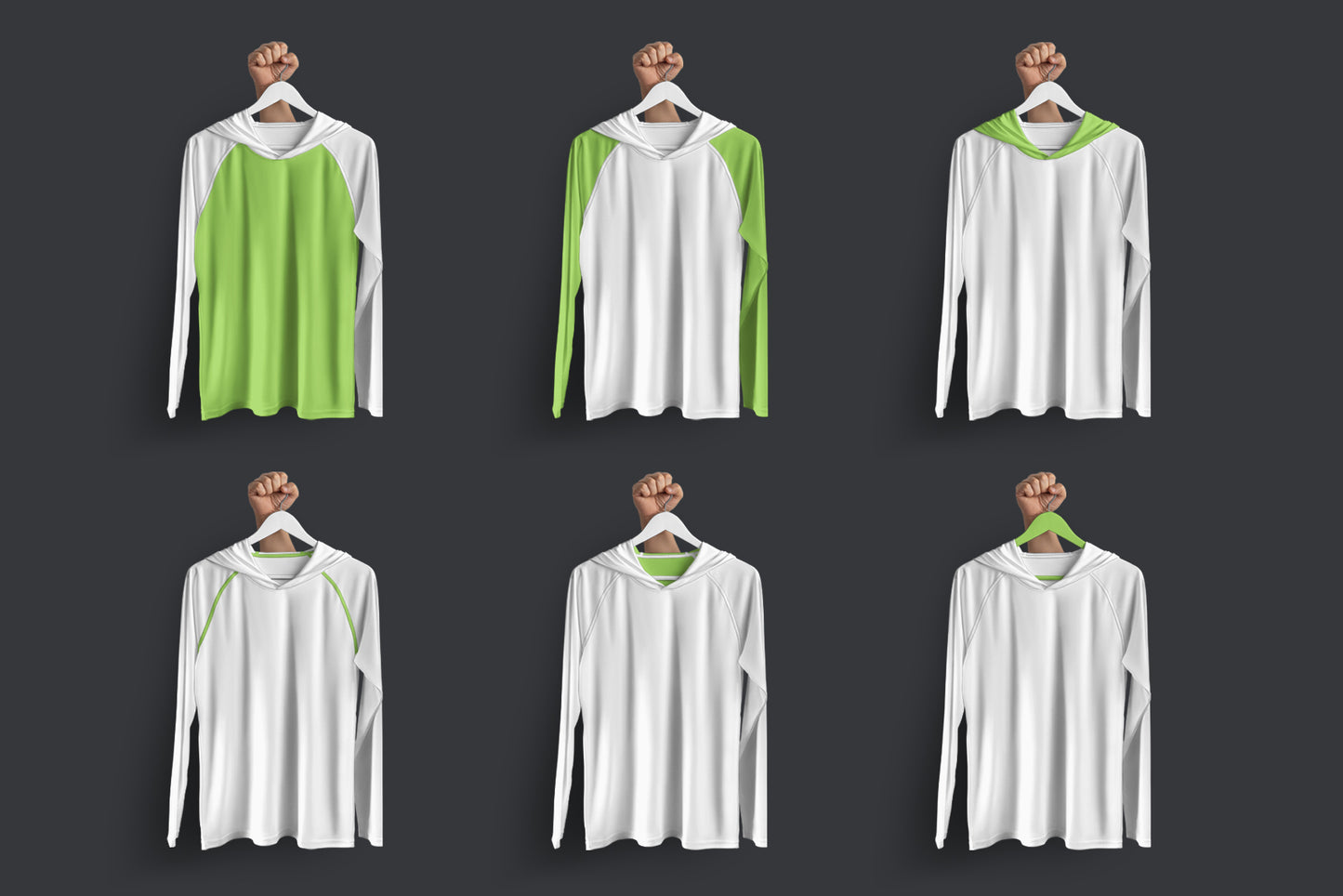 4 Mockups Long Sleeve T-Shirt SunProtect on Hangers