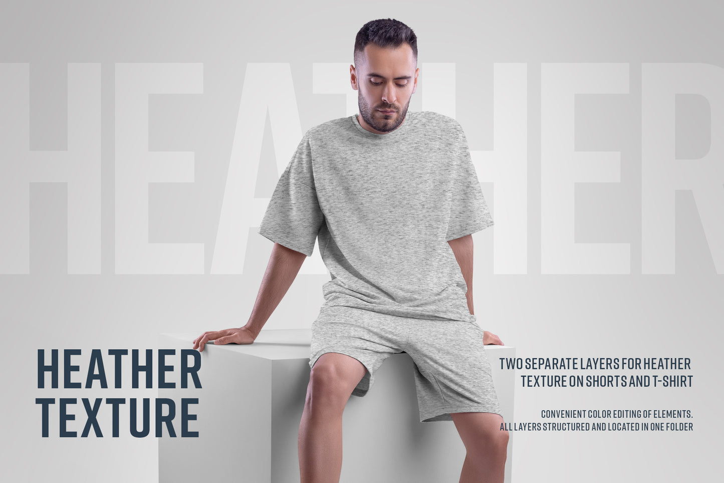 10 Mockups Oversize T-shirt and Shorts Kit on the Cube