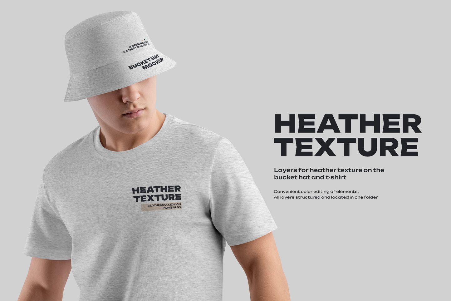 6 Mockups Bucket Hat and T-Shirt