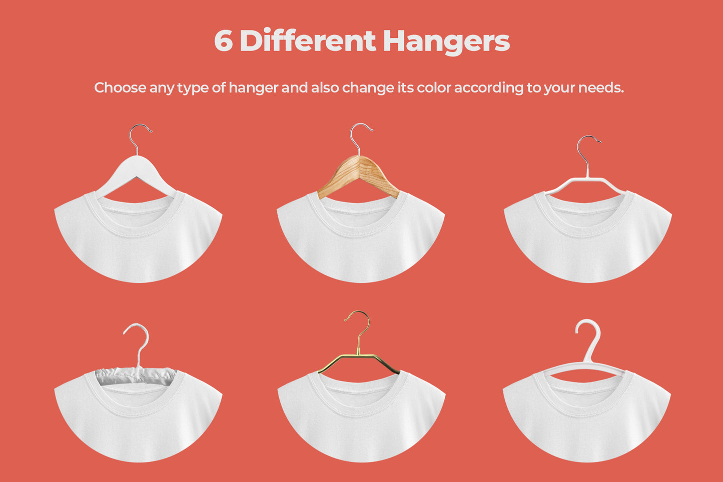 2 Mockups Oversized T-shirts On 6 Different Hangers