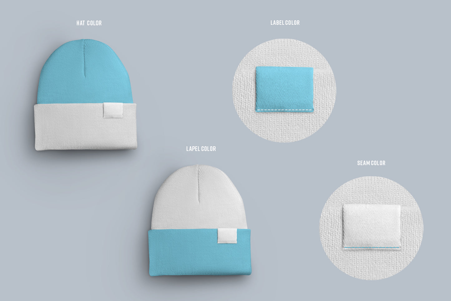 6 Mockups Winter Hat With Different Lapel