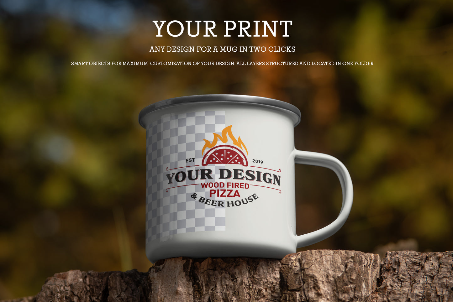 8 Enamel Metal Mug Mockups – Outdoor Camping Edition, 5K High-Res PSD