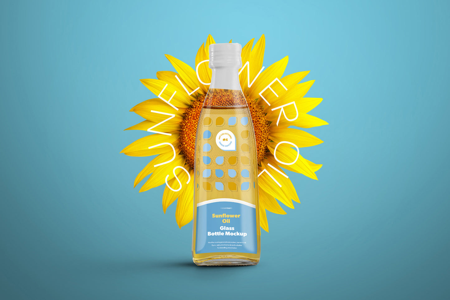 3 Mockups Glass Bottles Sunflower Oil