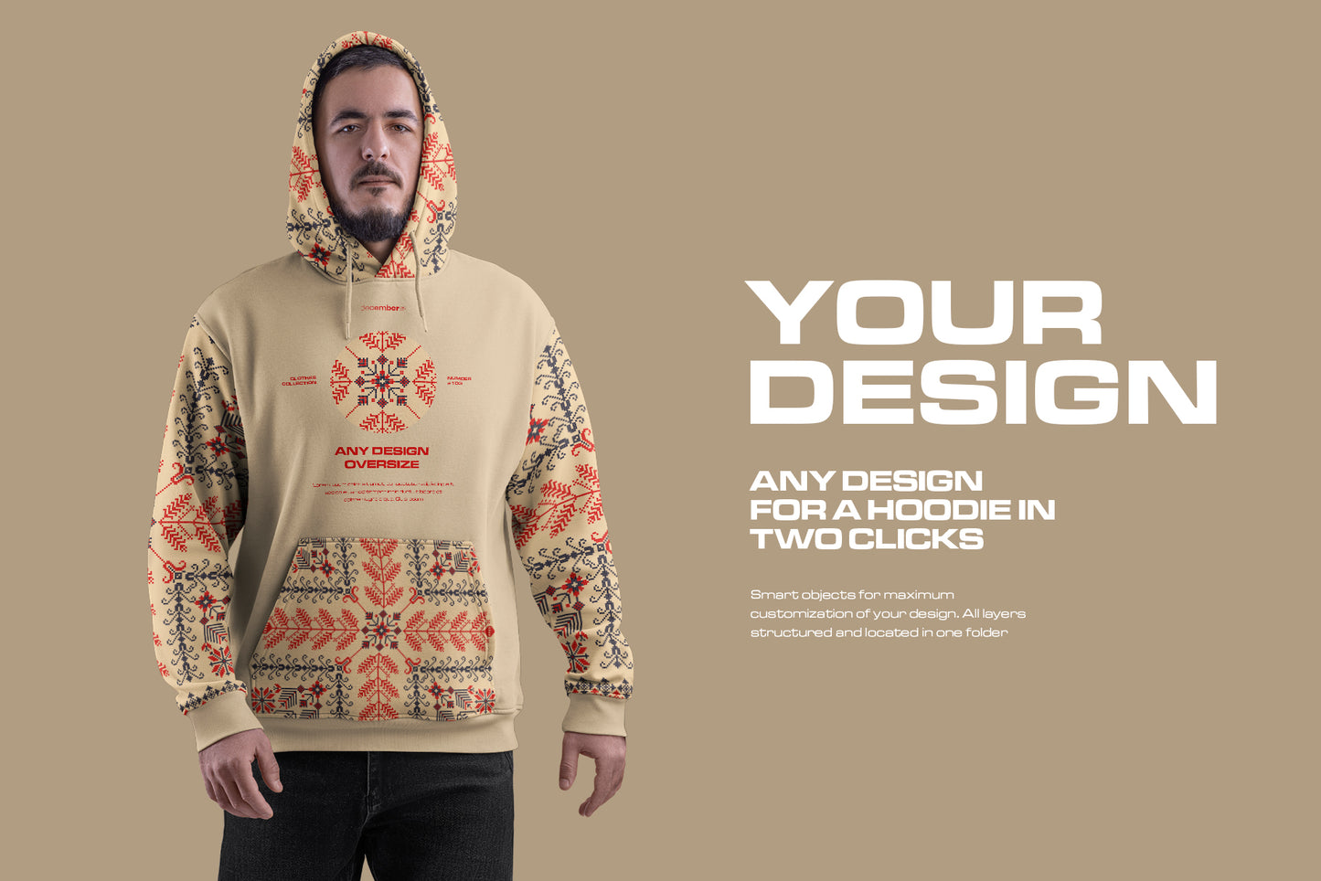 4 Mockups Oversize Hoodie. Front and Back