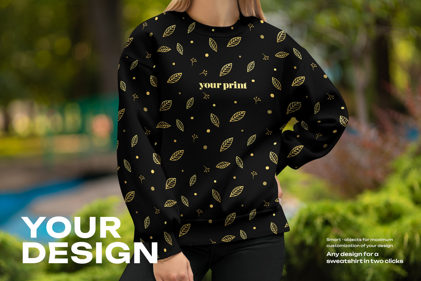 5 Mockups of Sweatshirts on the Girl on the Outdoor