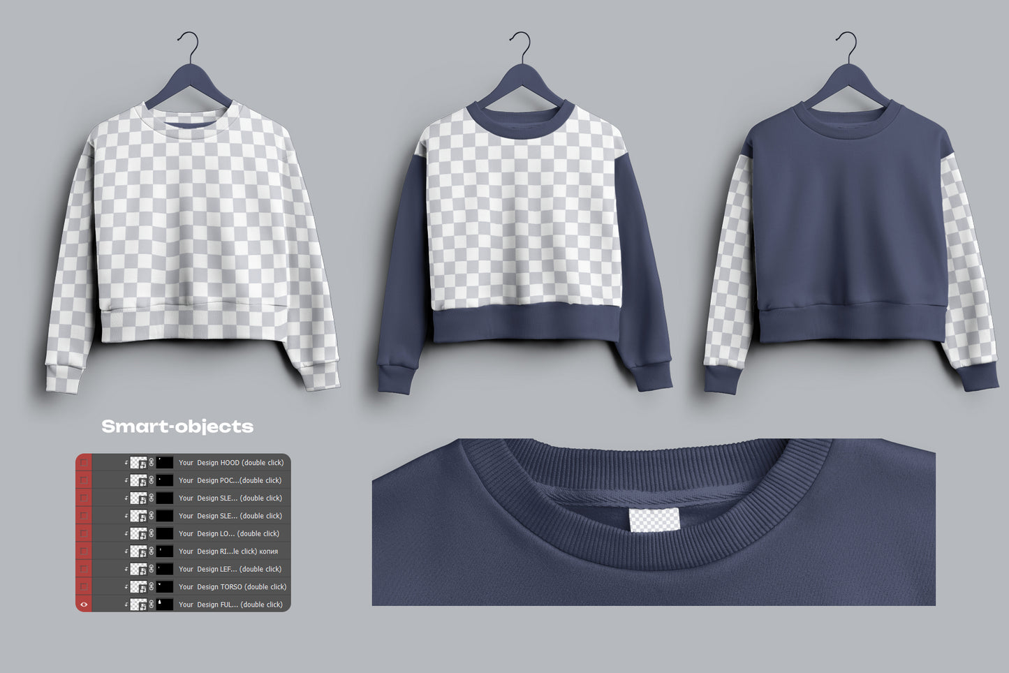 6 Mockups Crop Top Woman Sweatshirt