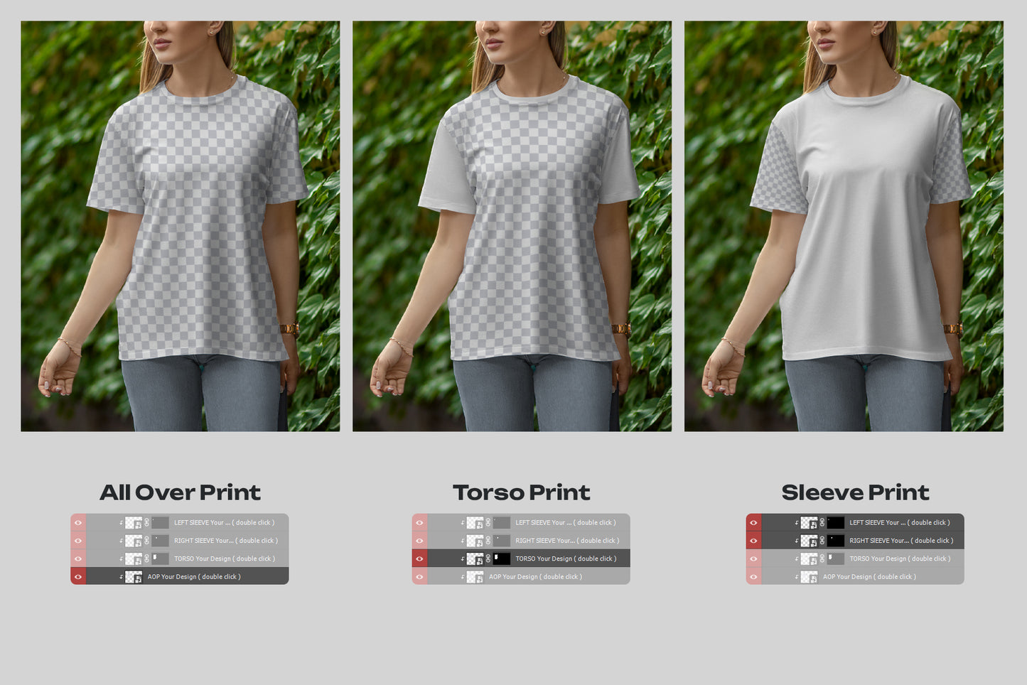 7 Mockups T-Shirt on a Girl Walking in the Green Street