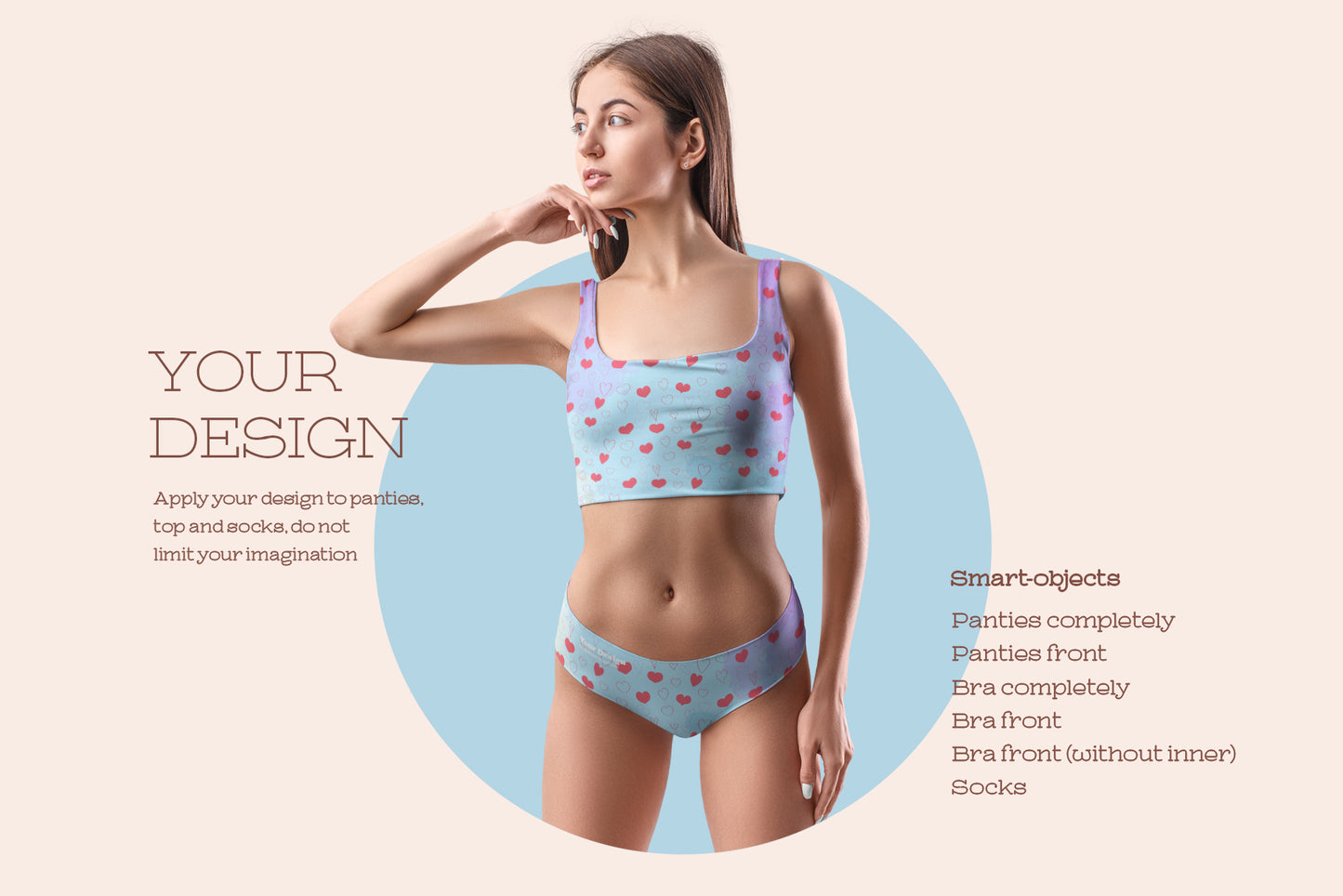 9 Mockups Woman Underwear. Top and Panties