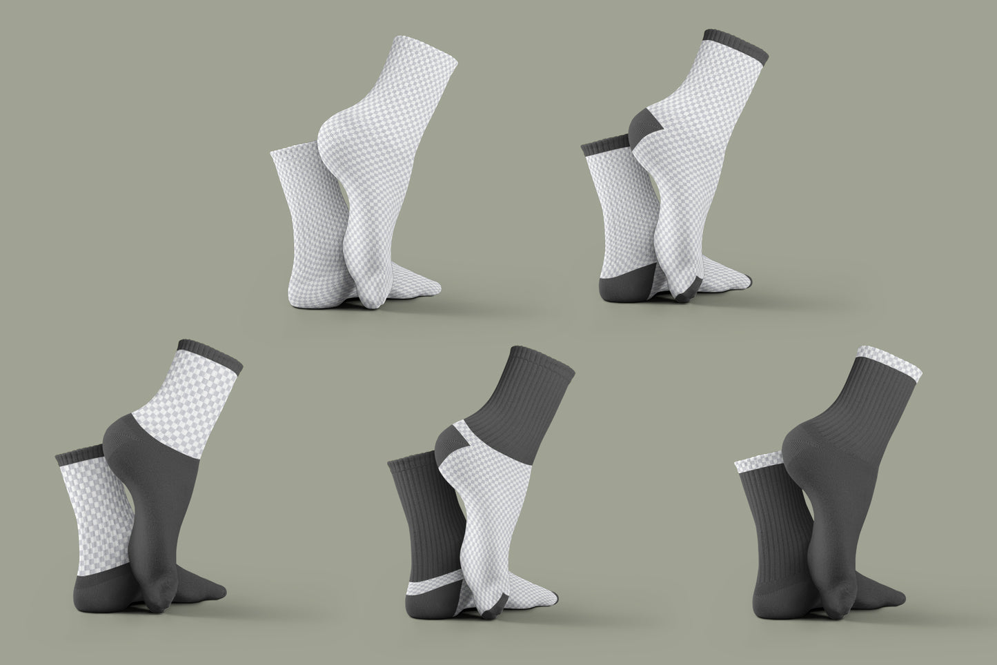 7 Mockups Medium Socks in the 3D Style