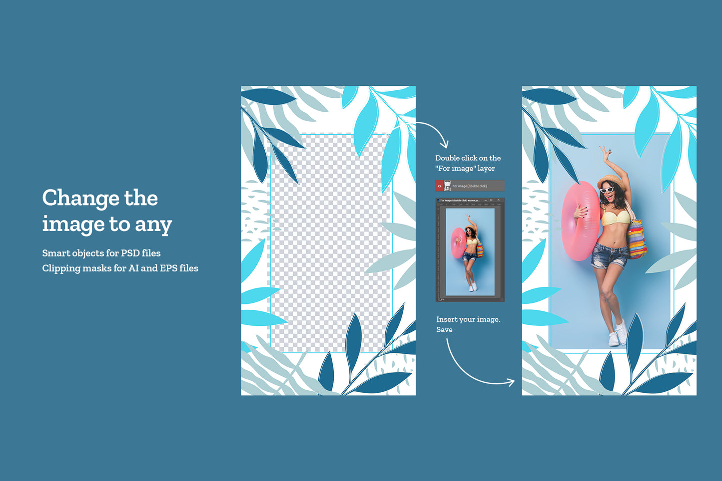 Stylish tropical Instagram post and stories templates