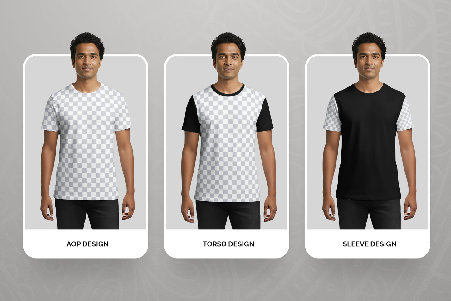 5 T-Shirt Mockups on Indian Man. Vol.01. Generated AI