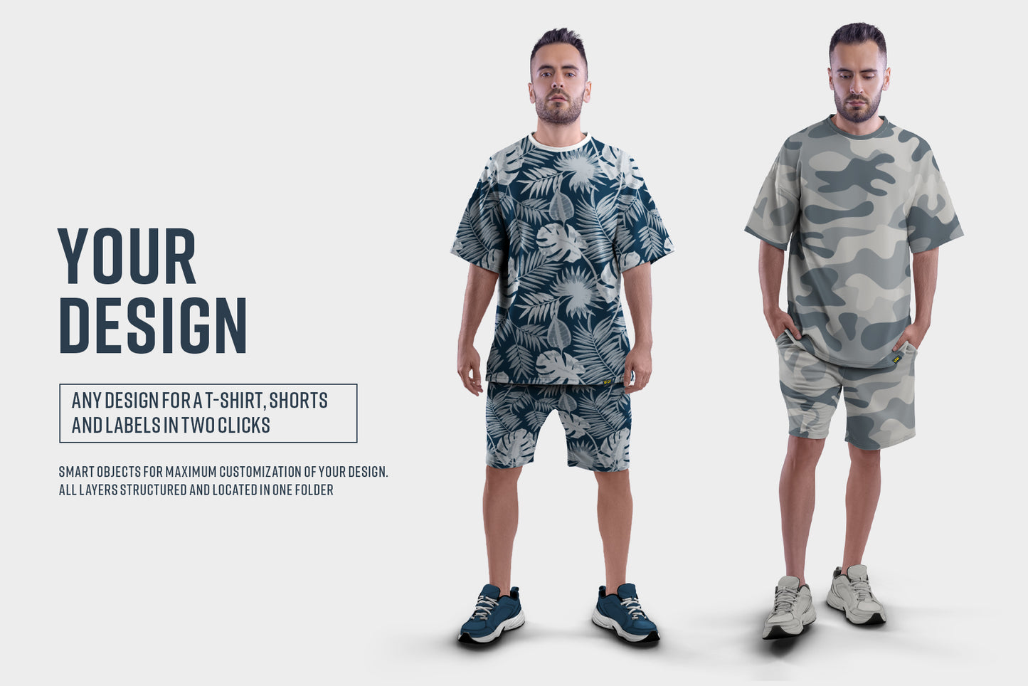 Mockups Oversize T-shirt and Shorts Kit