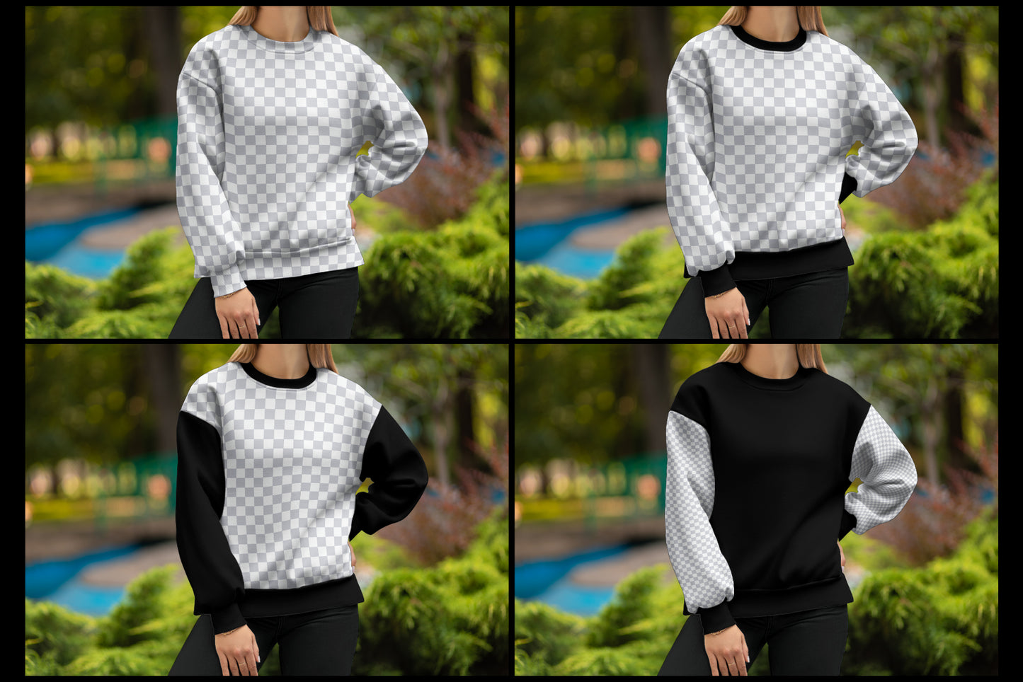 5 Mockups of Sweatshirts on the Girl on the Outdoor
